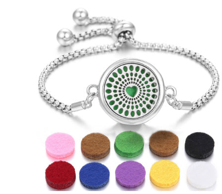 Aromatherapy Essential Oil Diffuser Unisex Bracelet Alloy Locket Electroplated Finish Jewelry Gift For Her Box