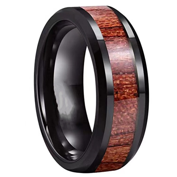 Leaf Pattern Stainless Steel Ring For Women Fashion Jewelry Silver Black Blue Rose Gold Bark Finish Elegant Gift Idea