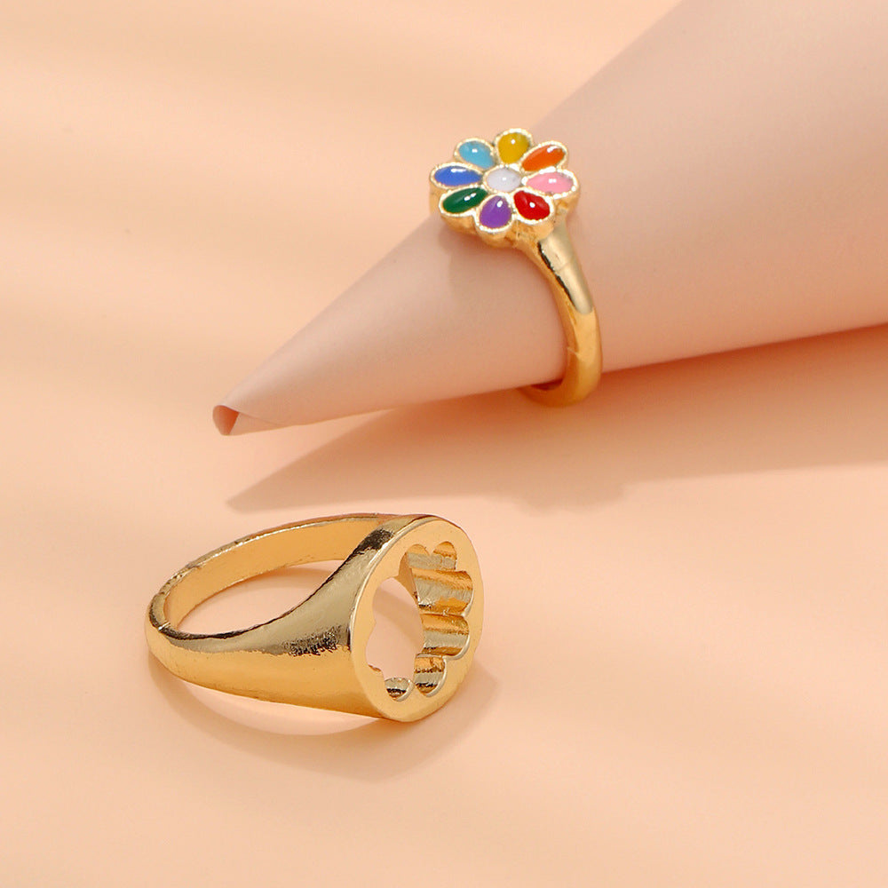 Geometric Alloy Couple Rings for Women Gold and Silver Fashion Jewelry Engagement Anniversary Rings Elegant Gift Idea