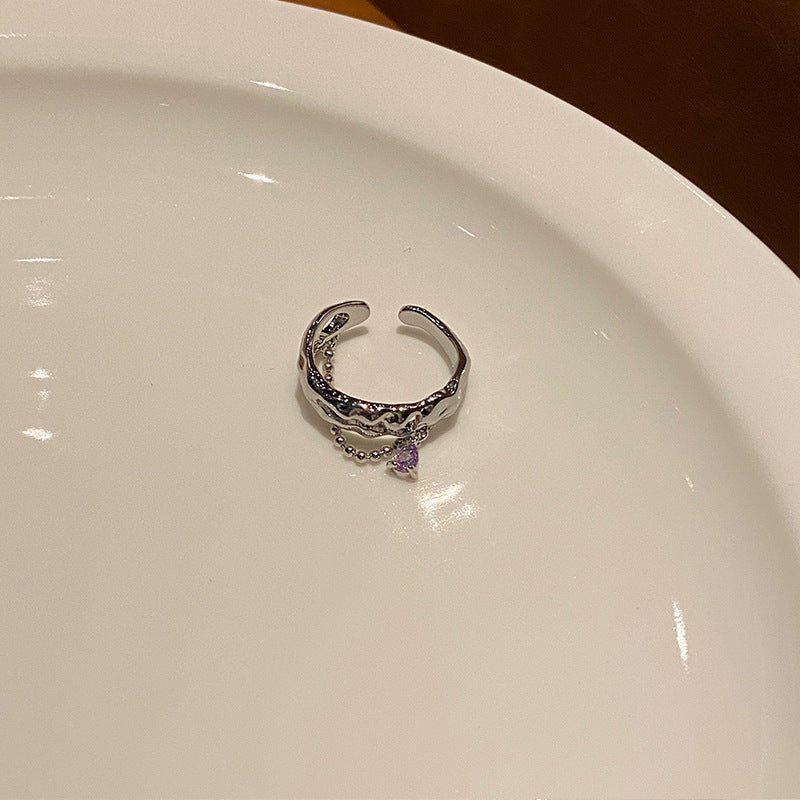 Copper Heart Ring Adjustable Waterdrop Design for Women