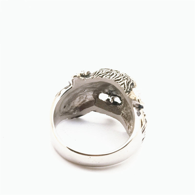 Stainless Steel Wolf Head Ring Animal Zodiac Gift Trade Fair