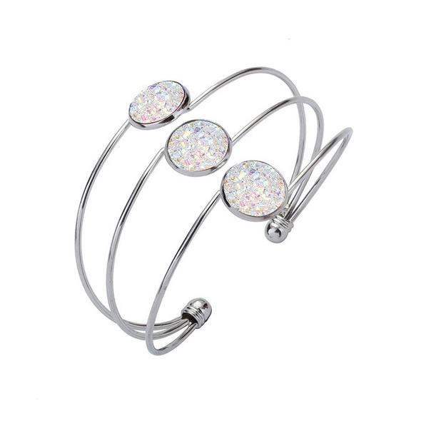 Round Druzy Bracelet Tension Setting Yoga Bracelet And Everyday Wear Bracelet Inspirational Jewelry For Women Round