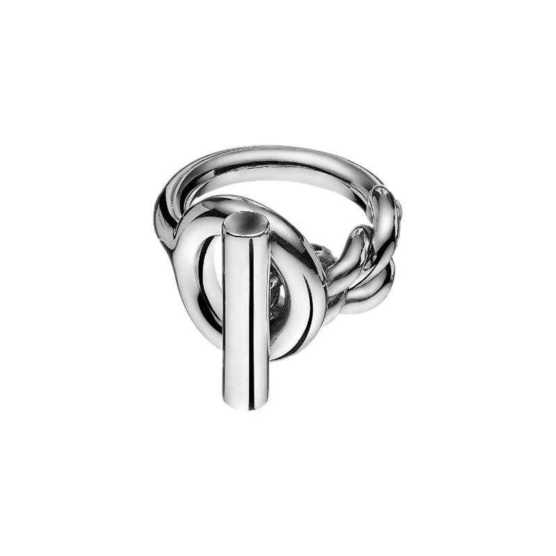 Korean Style Alloy Necklace With Lock Circle Hollow Pendant Water Wave Chain Geometrical Round Stick For Women