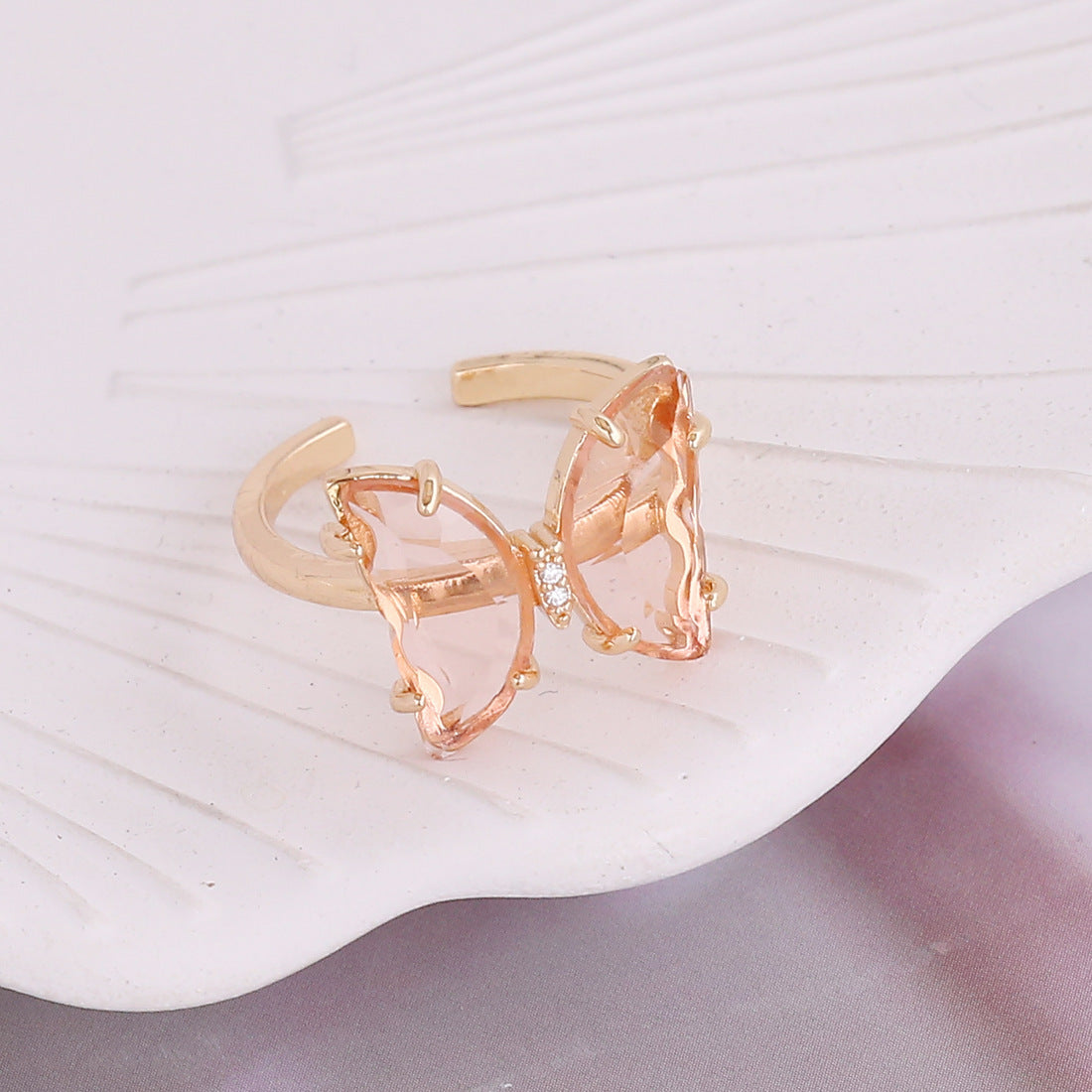 Butterfly Ring Electroplated Copper Elegant Butterfly Shaped Ring Fashion Jewelry Delicate Design Trendy Ring One Size