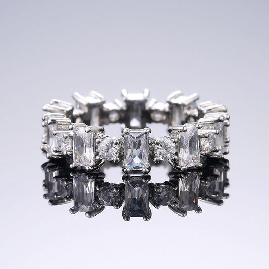 Womens Square Zircon Ring Gold Plated Copper Fashionable Jewelry For All Occasions Elegant Versatile Statement