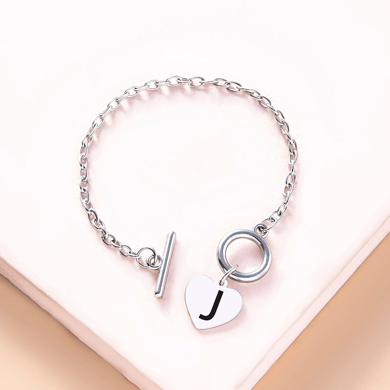 Womens Silver Stainless Steel Link Chain Bracelet With Heart Charm And Buckle Clasp Fashion Jewelry For Ladies