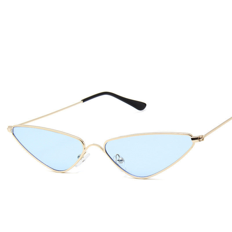 Adults Cat Eye Sunglasses Vintage Metal Frame Triangle Piece Design AC Lenses Full Frame Non Polarized Fashion