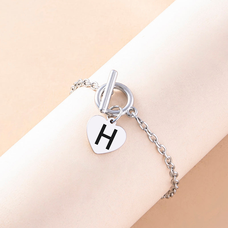Womens Silver Stainless Steel Link Chain Bracelet With Heart Charm And Buckle Clasp Fashion Jewelry For Ladies