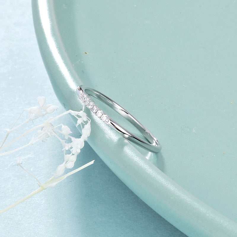 Silver Ring for Women Diamond Accent Electroplated Glossy Finish Dainty Fashion Jewelry for Engagement Gift Idea