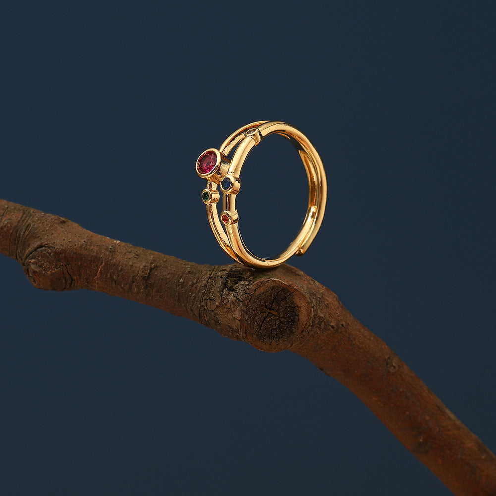 Womens Adjustable Gold Ring Teardrop Design Elegant Fashion Jewelry Copper Ring Electroplated Finish For Everyday