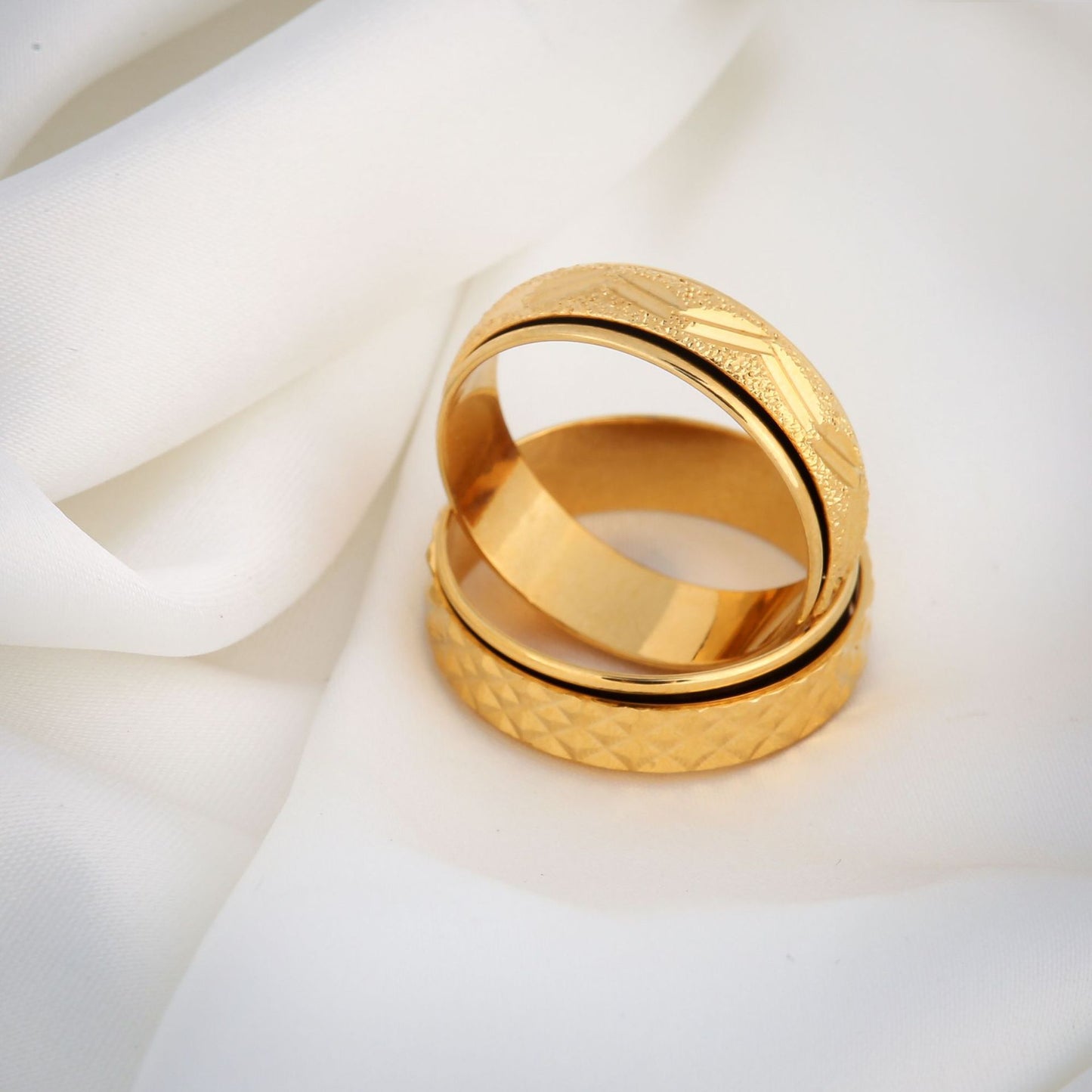 925 Silver Ring With Gold Circular Texture And Zircon Inlay Narrow Face Elegant Jewelry Statement Ring For Her