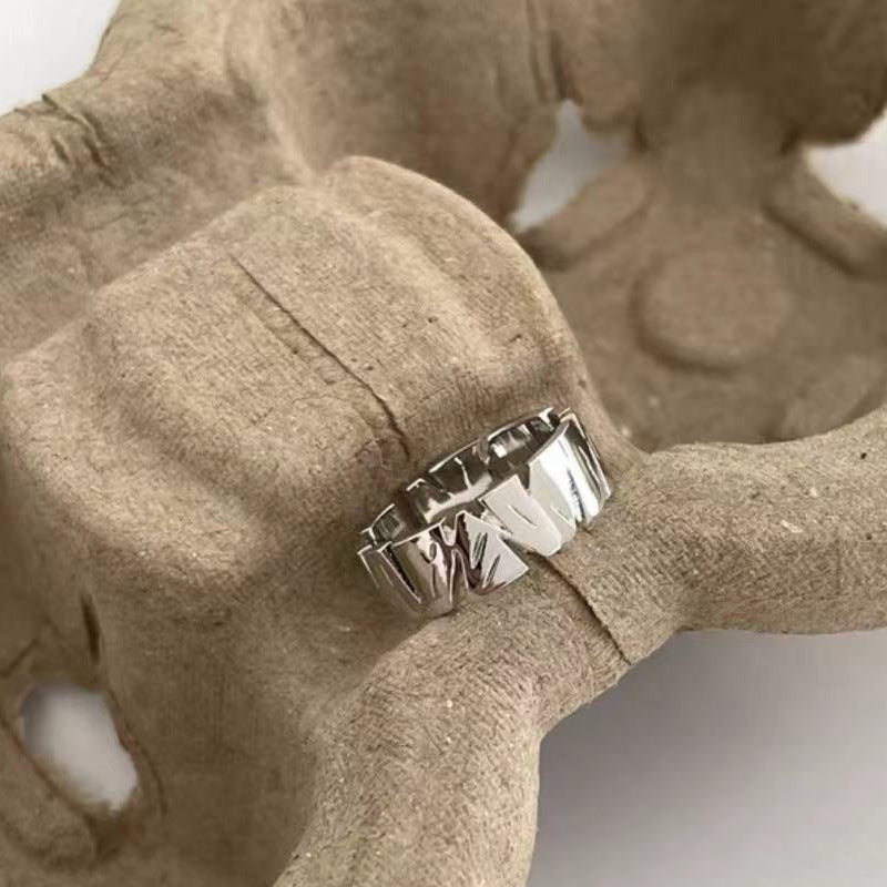 Women Adjustable Fashion Ring Elegant Personalized Geometric Copper Ring With 14K Gold Plating Textured Finish