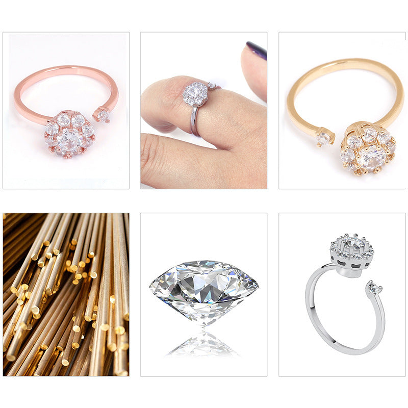 Copper Plated Real Gold Ring With Zircon Inlay Crown Style For Women Free Size Jewelry Gift Perfect For Occasions