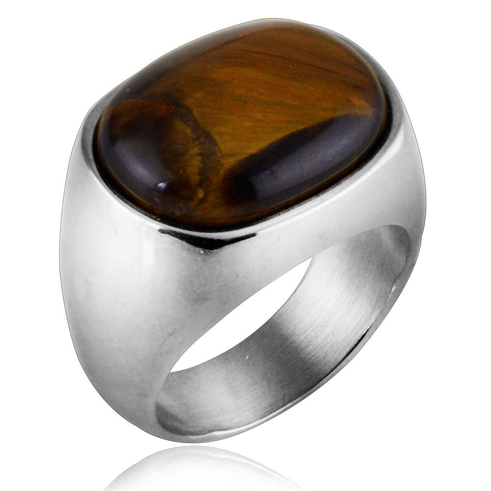 Personality Tiger Eye Men's Titanium Steel Ring