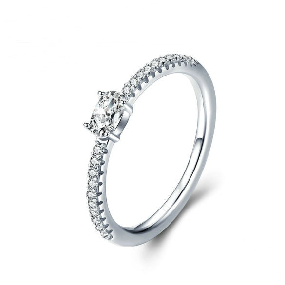 Zircon Ring S925 Platinum Plated Elegant Design For Women
