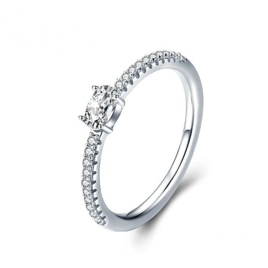 Zircon Ring S925 Platinum Plated Elegant Design For Women