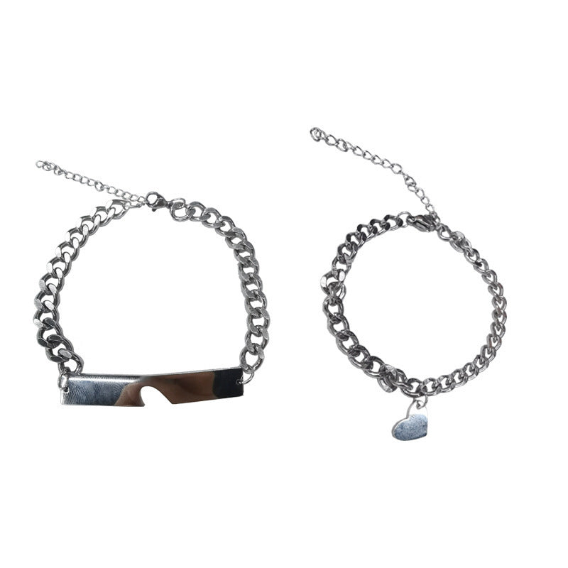 Couple Titanium Steel Heart Bracelets Matching Jewelry For Anniversary Gift For Couples Korean Electroplated Love