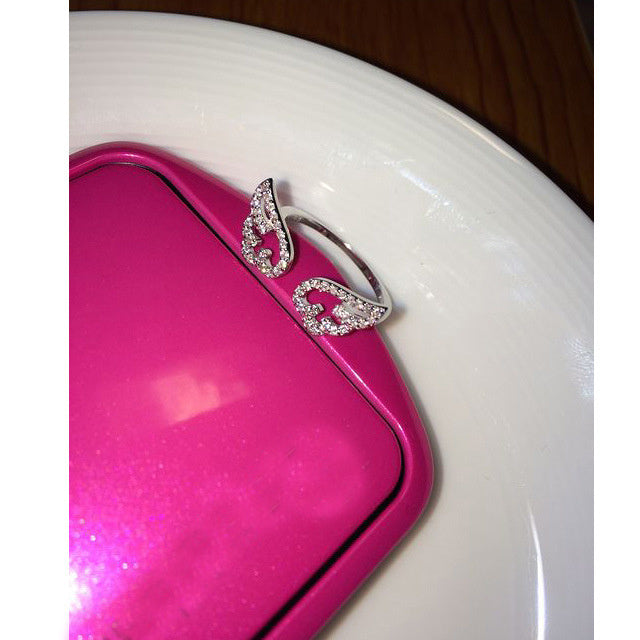 Copper Angel Wings Ring Gold Plated Inlay Rose Gold