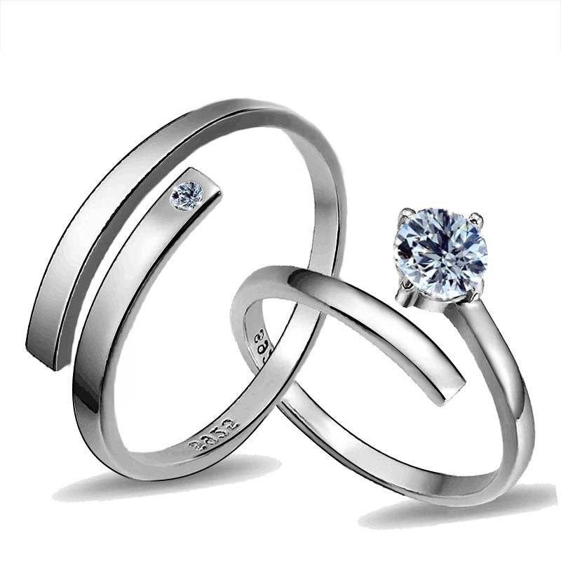 Adjustable Copper Couple Rings Geometric Open Jewelry