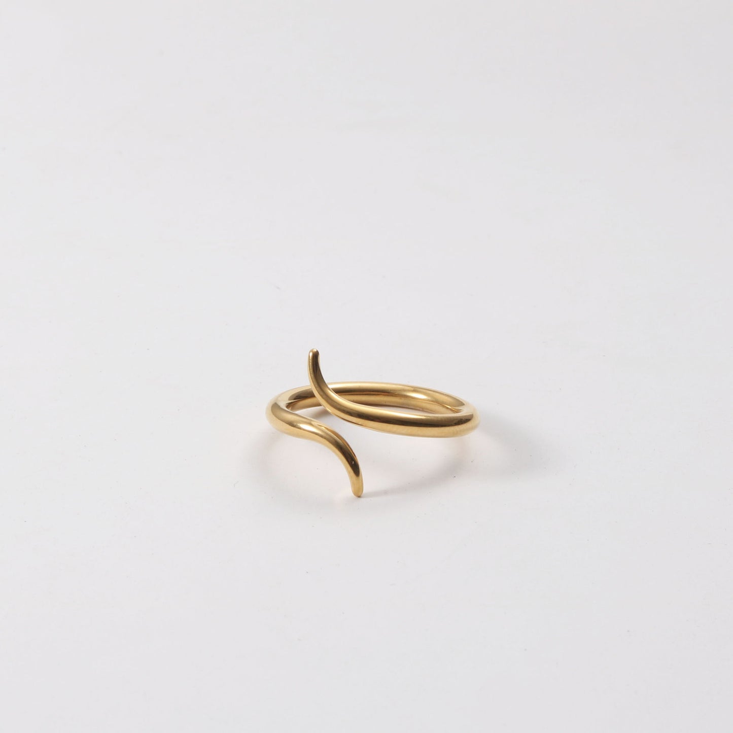 Gold Titanium Steel Snake Ring 18K Electroplated Geometric Design For Women Jewelry Elegant Geometric Modern Ring