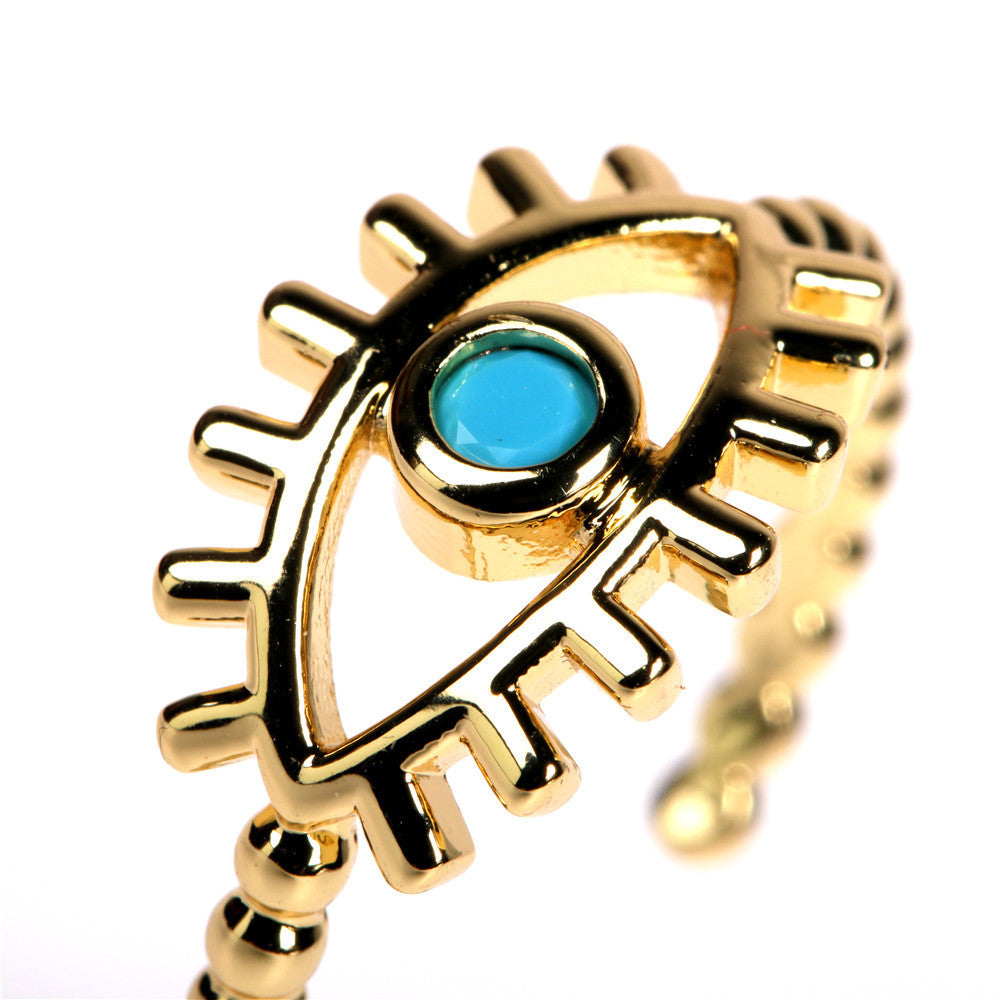 Womens Copper Devil Eye Ring Adjustable Geometric Jewelry