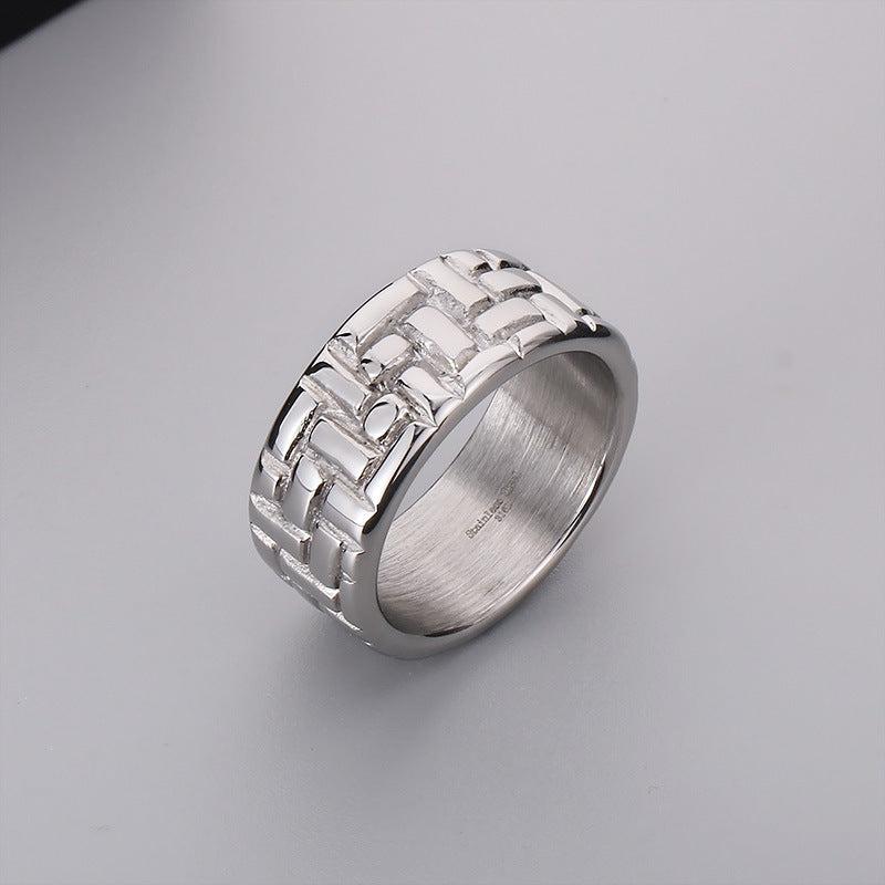 Geometric Round Stainless Steel Mens Ring With Gold Plating For Men Sizes 9 10 11 12 13 Durable Finish Elegant
