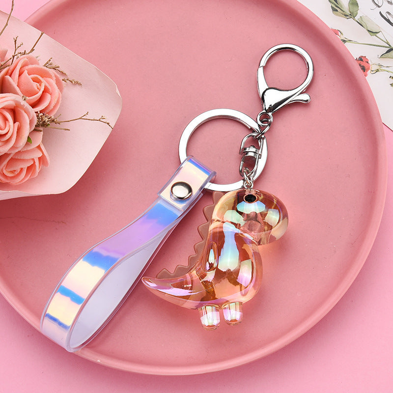Acrylic Dinosaur Keychain Cartoon Pendant With Leather Rope Buckle Gift For Wedding Birthday Travel Graduation Gift