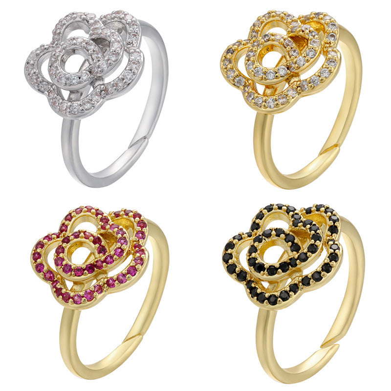 Adjustable Women Ring Copper Jewelry Butterflies Star Heart Twist Design Goldtone Fashion Accessory Daily Wear