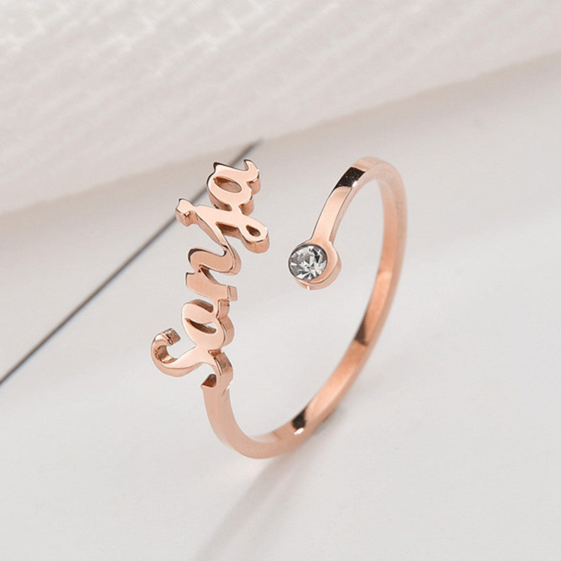 Adjustable Letters Ring Initial Ring Personalized Unisex Jewelry Gifts for Birthday Wedding Valentine European