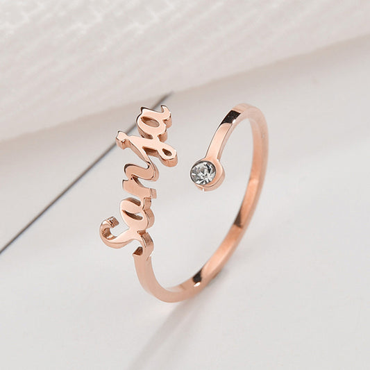 Adjustable Letters Ring Initial Ring Personalized Unisex Jewelry Gifts for Birthday Wedding Valentine European