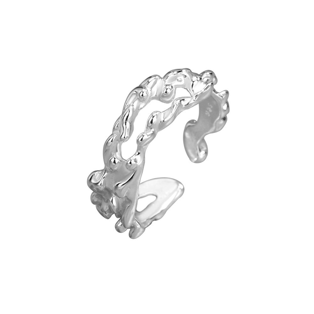 Adjustable Gold Plated Copper Ring Leaf Design And Gemstones Irregular Opening For Women And Men Fashion Style