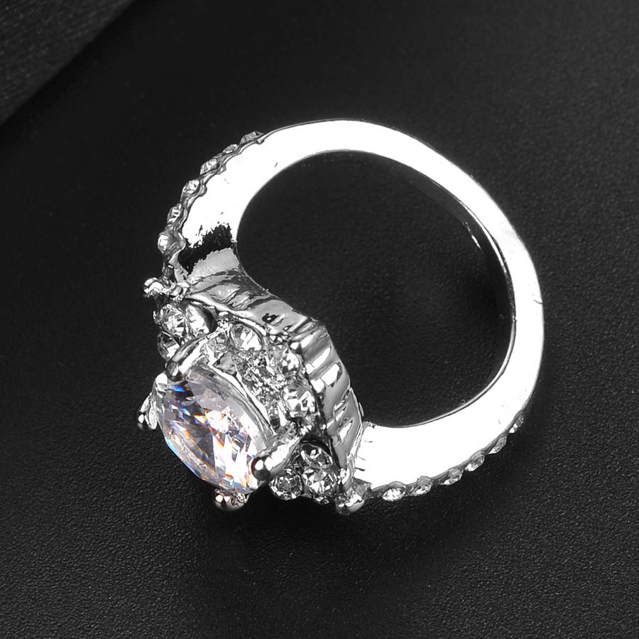 Sparkling Zircon Rhinestone Crystal Ring Alloy Metal Fashion Jewelry Ring Gift Packaging For Her Elegant Women