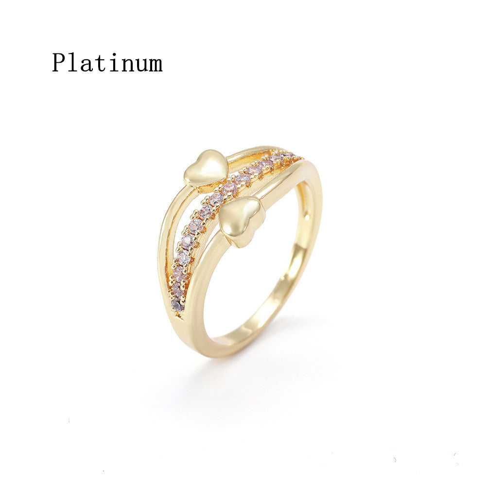 Geometric Copper Ring Electroplated Gold Jewelry Fashion