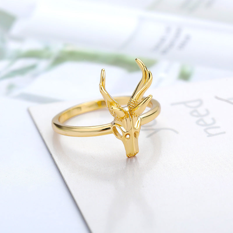 Antelope Skull Ring Gold Silver Unisex Fashion Accessory