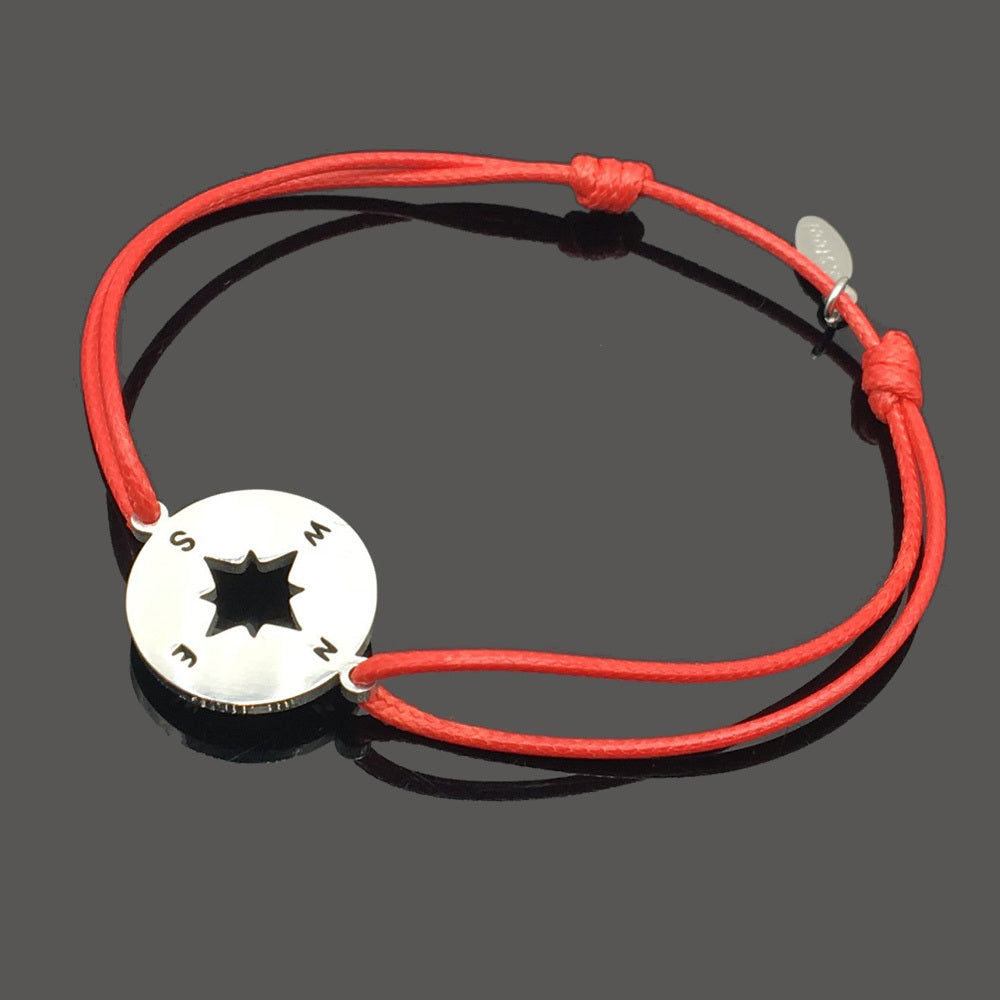 Womens Stainless Steel Compass Charm Bracelet Polished Wish Bracelet 18mm Length Durable Fashion Jewelry Accessory