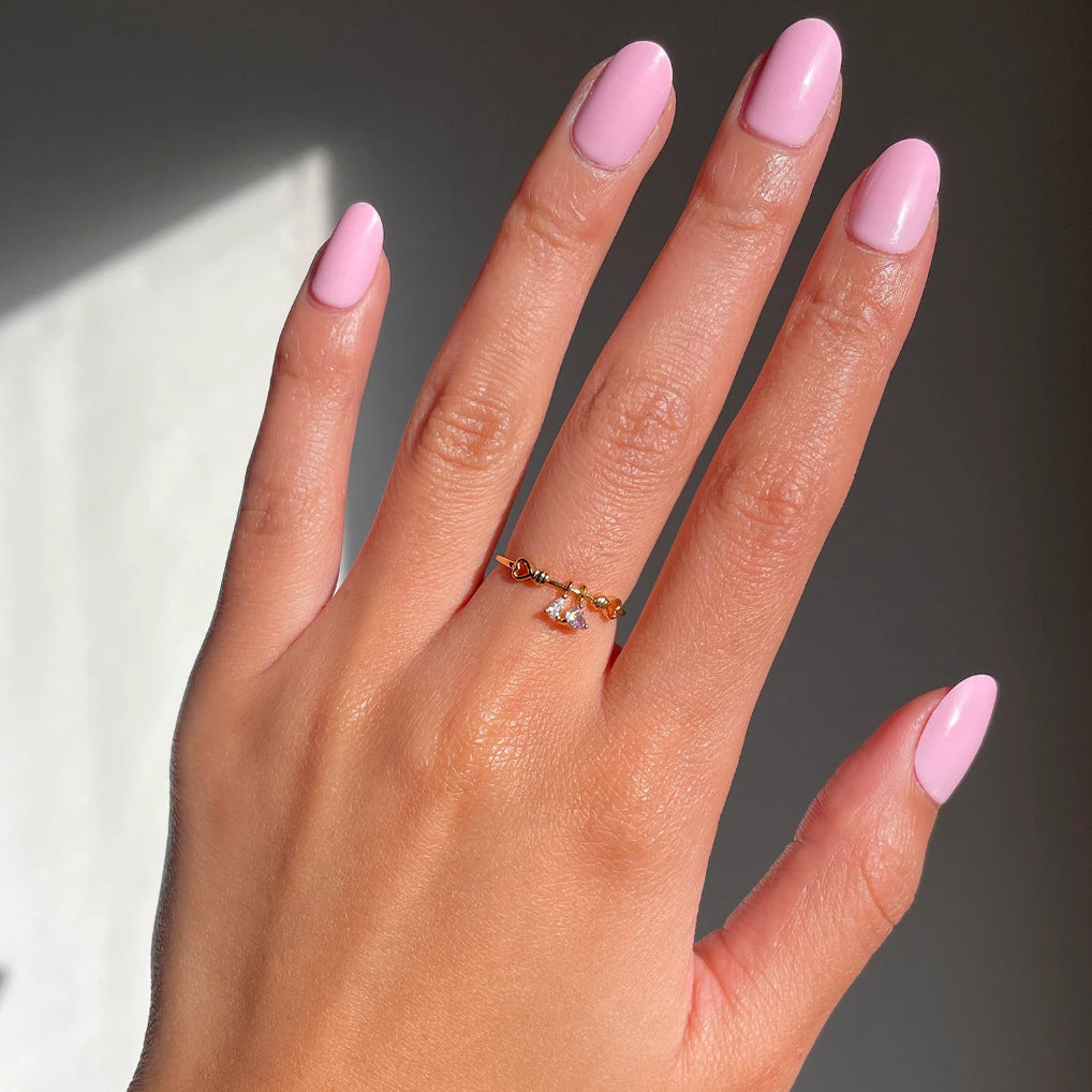 Heart Shaped Zircon Ring For Women Gold Plated Copper Adjustable Size Cute Love Jewelry Elegant Gift For Women