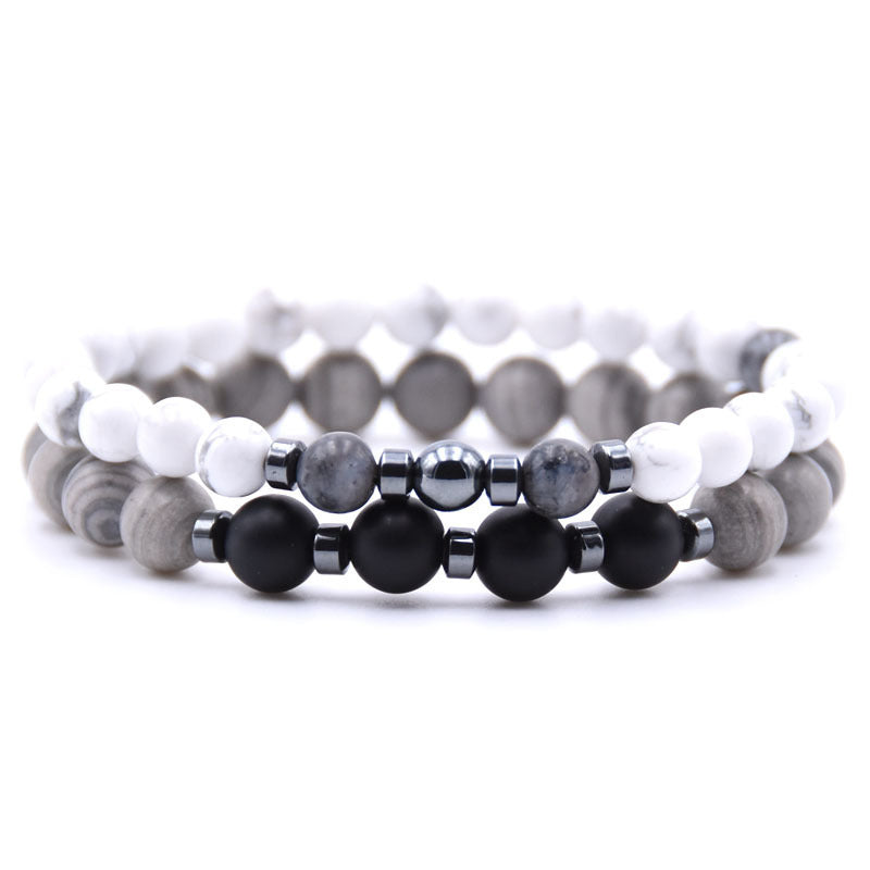 Natural Stone Bracelet With Alloy Accents Elastic Line Design For Women And Girls 19cm Modern Everyday Style A