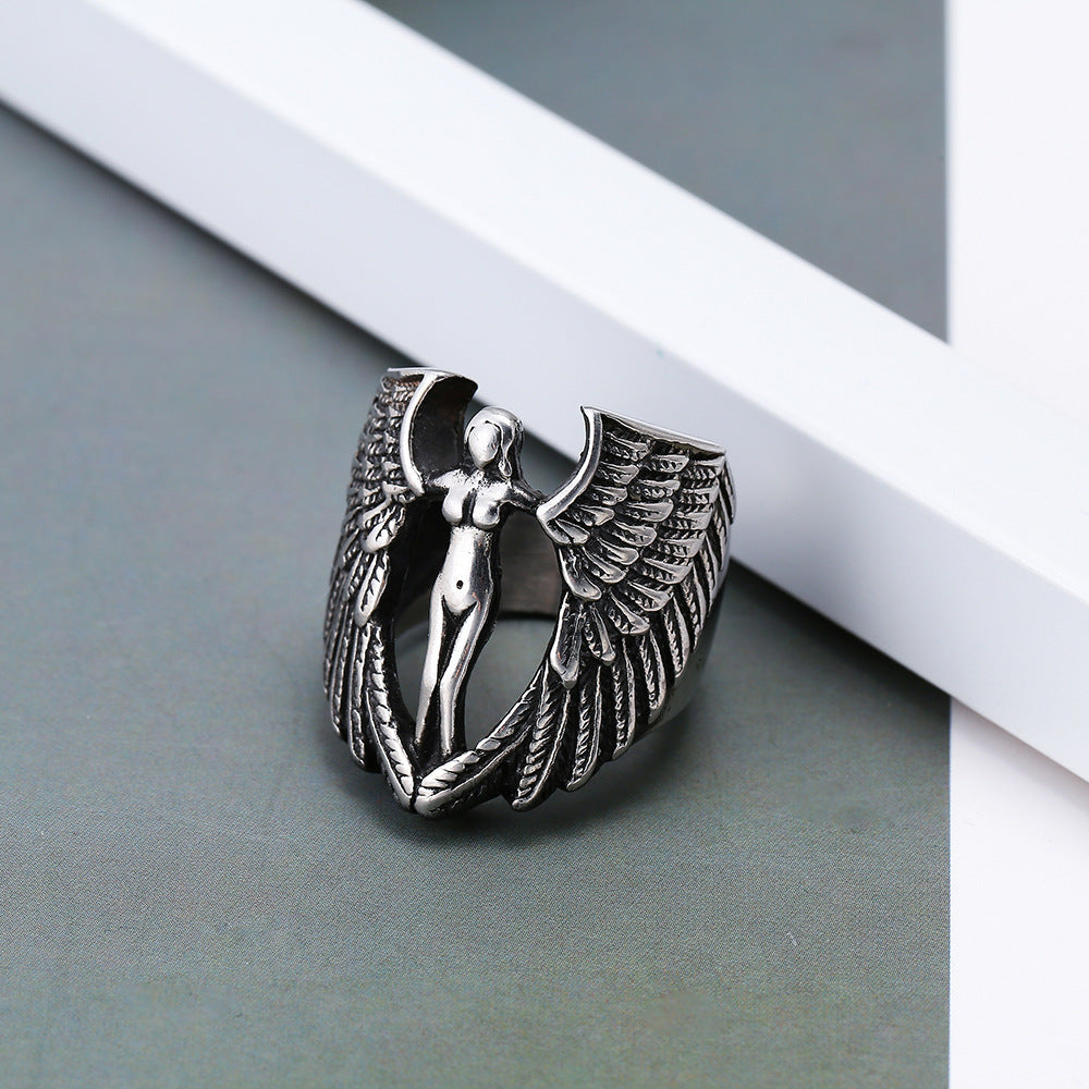 Adjustable Wings Ring European American Punk Fashion Mens Ring Womens Ring Electroplated Alloy Statement Rings