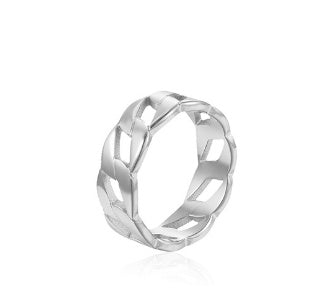 Geometric Titanium Steel Ring With 18K Gold Plating Fashion Bands In Silver And Gold Finish For Everyday Wears