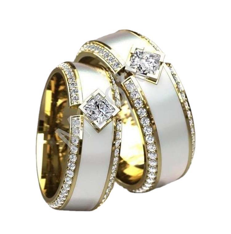 Women Gold Plated Ring With White Zircon Inlay Geometric Design Jewelry European Style Fashion Ring For Everyday Wear