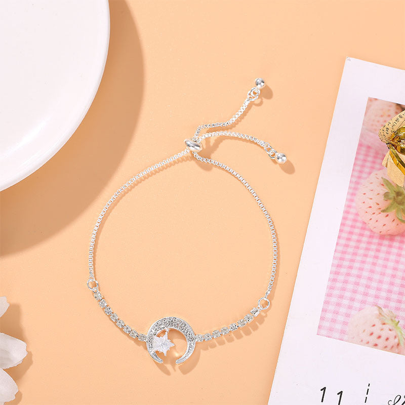 Womens Star Zircon Flower Bracelet Alloy Jewelry Gift