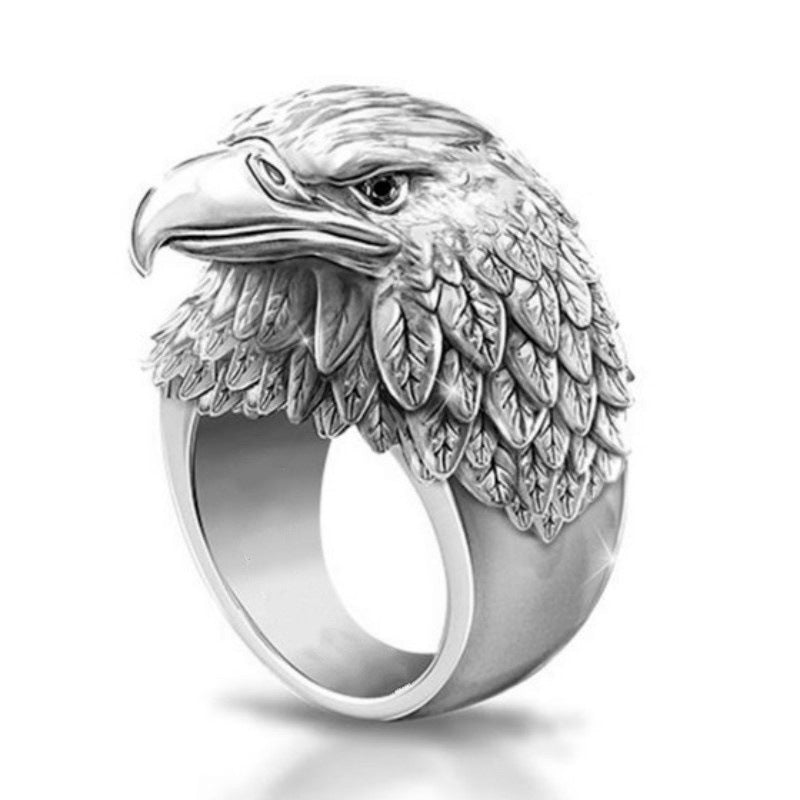 Mens Vintage Electroplated Eagle Ring European Animal Zodiac 3D Design Vintage Alloy Statement Ring For Fashion Lovers