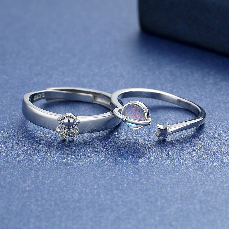 Adjustable Couple Rings For Women And Girls White Copper Rings With Gold Plated Gemstones For Matching Sets Gift Ready