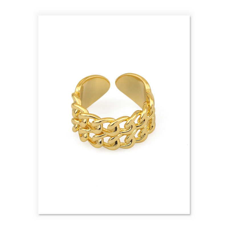 Women Openwork Braided Ring Vintage Geometrical Knuckle Rings Gold Plated Brass European American Jewelry Gift