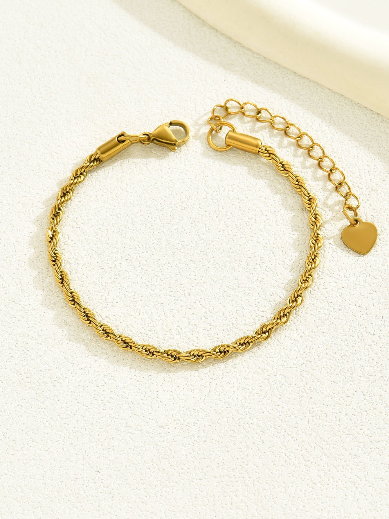 Womens Stainless Steel Peach Heart Bracelet Geometric Line