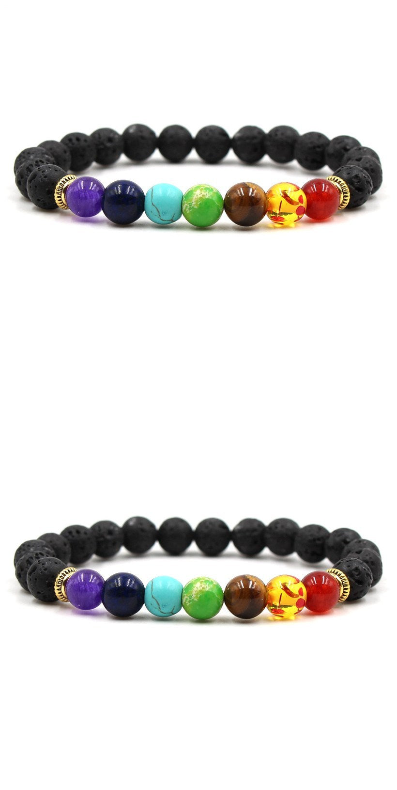 Agate Lava Stone Bracelet Energy Healing Seven Chakra Buddha Beads Hand String Eight Millimeter Wellness Protection
