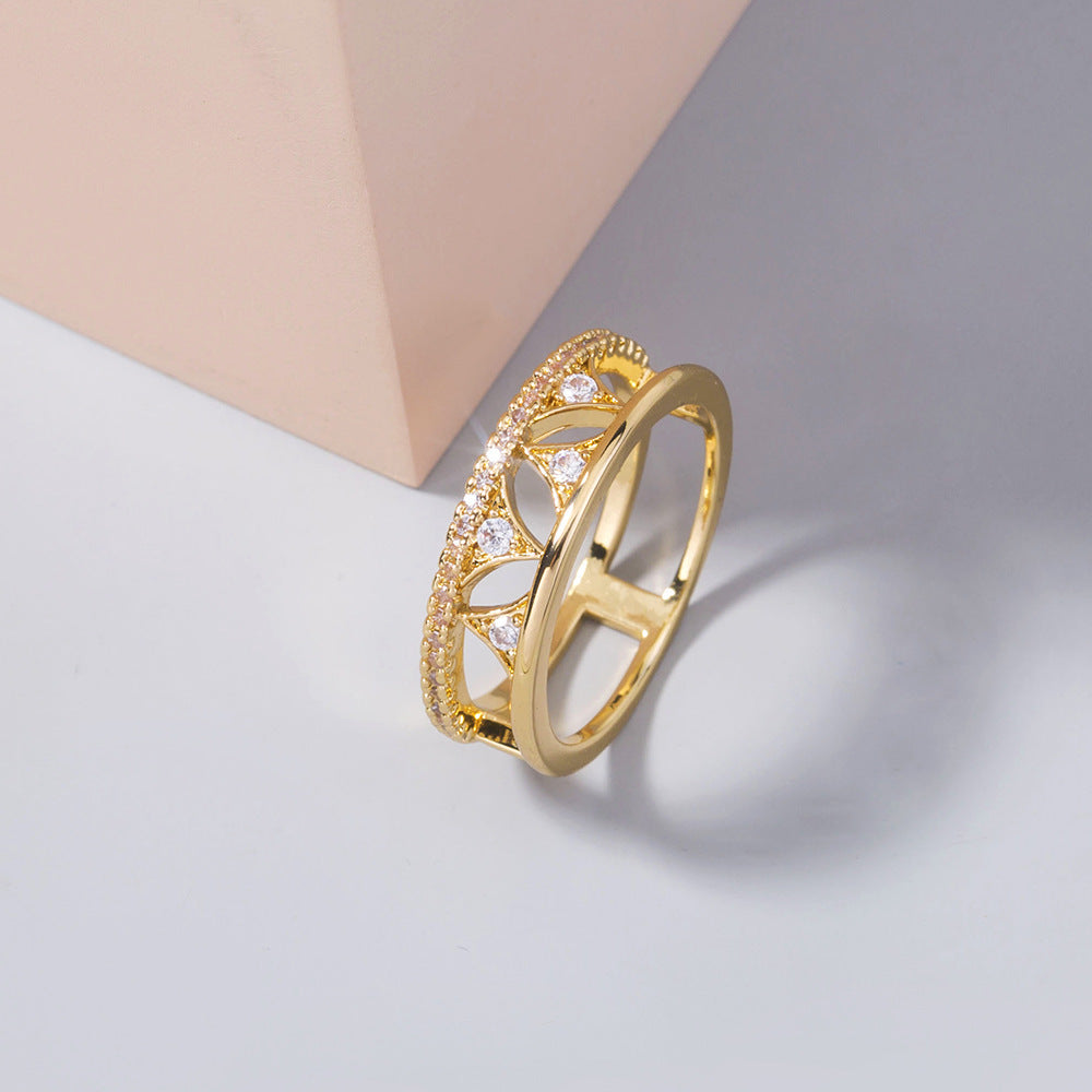 Womens Triangle Zircon Ring Copper Geometric Jewelry For Everyday Wear Party Gift Classic Elegant Jewelry Gift Idea