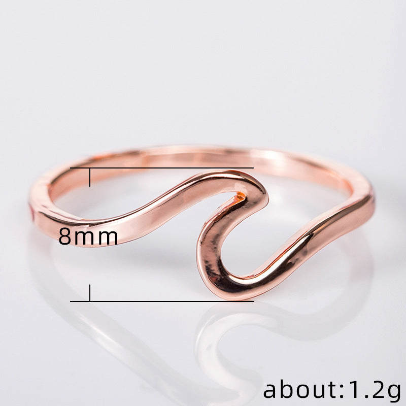 Womens Wave Ring Geometric Alloy Electroplated Finish Gold Silver Rose Gold Jewelry For Everyday Wearable Shine