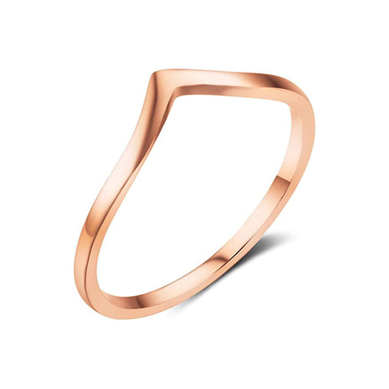 Womens Titanium Steel Ring Electroplated Geometric Ring Irregular Round Tapered Elements Mountain Shape Design