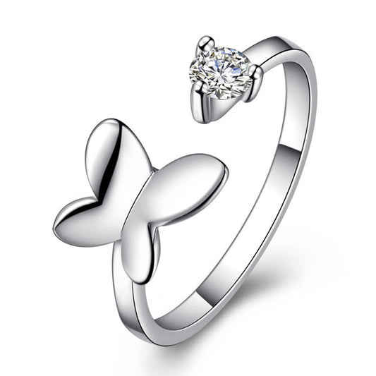 Adjustable Copper Ring Butterfly Heart Wing Zodiac Jewelry